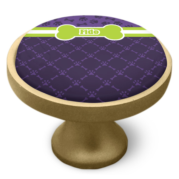 Pawprints & Bones Cabinet Knob - Gold - Side