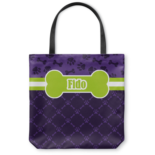 Custom Pawprints & Bones Canvas Tote Bag - Small - 13"x13" (Personalized)