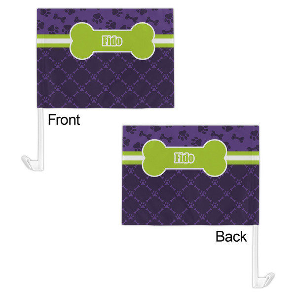 Pawprints & Bones Car Flag - 11" x 8" - Front & Back View