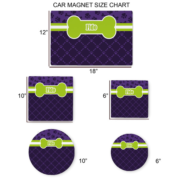Pawprints & Bones Car Magnets - SIZE CHART