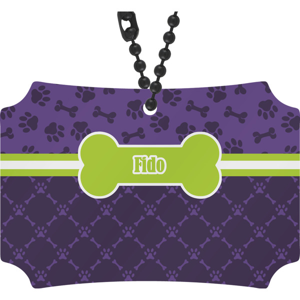 Custom Pawprints & Bones Rear View Mirror Ornament (Personalized)