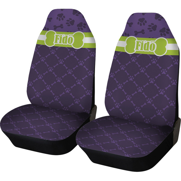 Custom Pawprints & Bones Car Seat Covers (Set of Two) (Personalized)