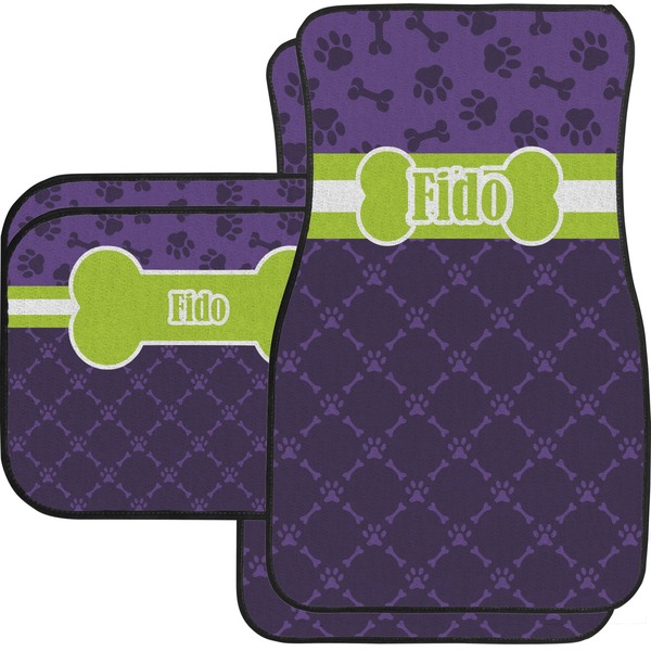 Custom Pawprints & Bones Car Floor Mats Set - 2 Front & 2 Back (Personalized)
