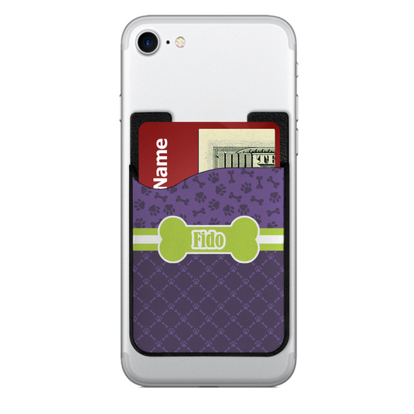 Custom Pawprints & Bones 2-in-1 Cell Phone Credit Card Holder & Screen Cleaner (Personalized)