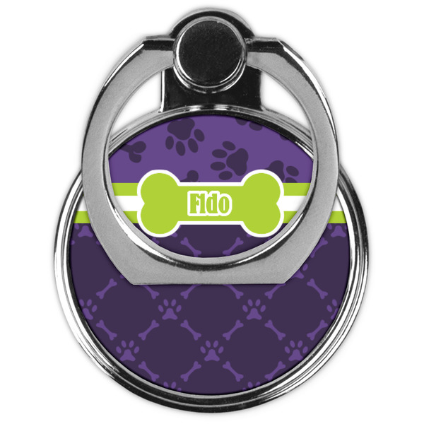 Pawprints & Bones Cell Phone Ring Stand & Holder - Front (Collapsed)