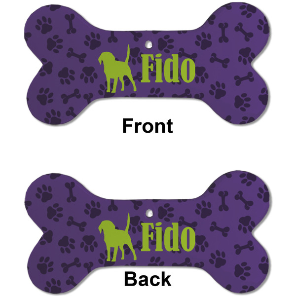 Pawprints & Bones Ceramic Flat Ornament - Bone Front & Back (APPROVAL)