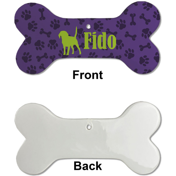 Pawprints & Bones Ceramic Flat Ornament - Bone Front & Back Single Print (APPROVAL)