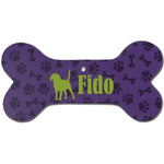 Pawprints & Bones Ceramic Dog Ornament - Front w/ Name or Text