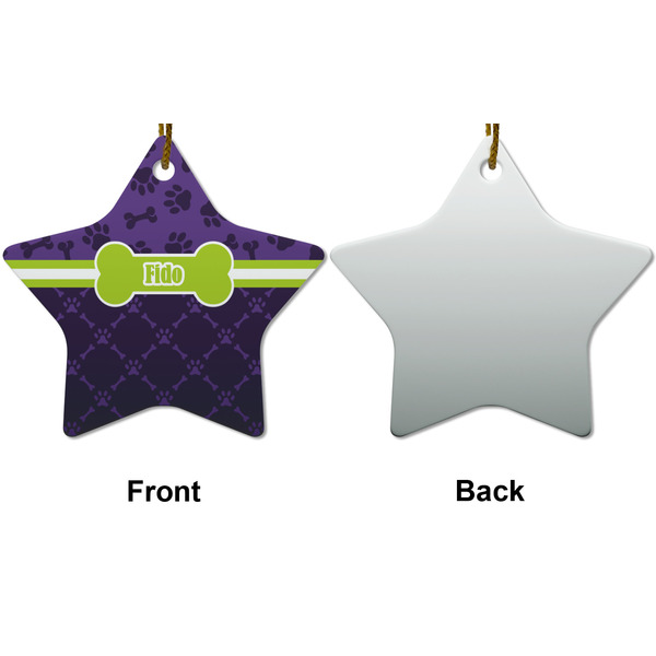 Pawprints & Bones Ceramic Flat Ornament - Star Front & Back (APPROVAL)