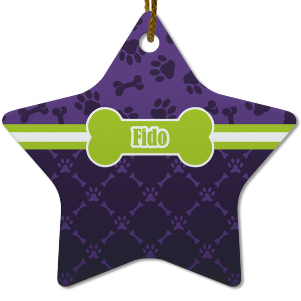 Pawprints & Bones Ceramic Flat Ornament - Star (Front)