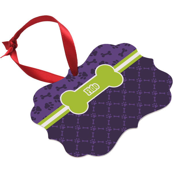 Pawprints & Bones Christmas Ornament (Angle View)