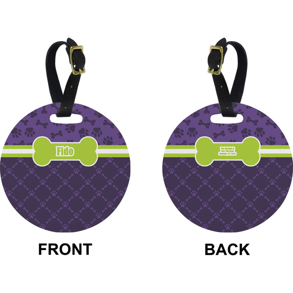 Pawprints & Bones Circle Luggage Tag (Front + Back)