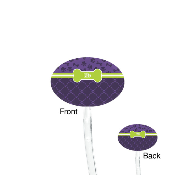 Pawprints & Bones Clear Plastic 7" Stir Stick - Oval - Front & Back