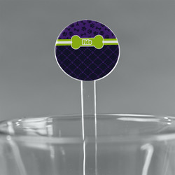 Pawprints & Bones 5.5" Round Plastic Stir Sticks - Clear (Personalized)