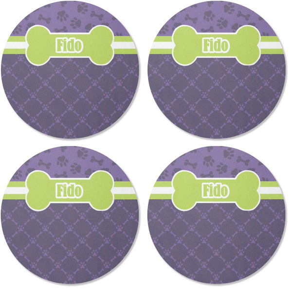 Pawprints & Bones Coaster Round Rubber Back - Apvl