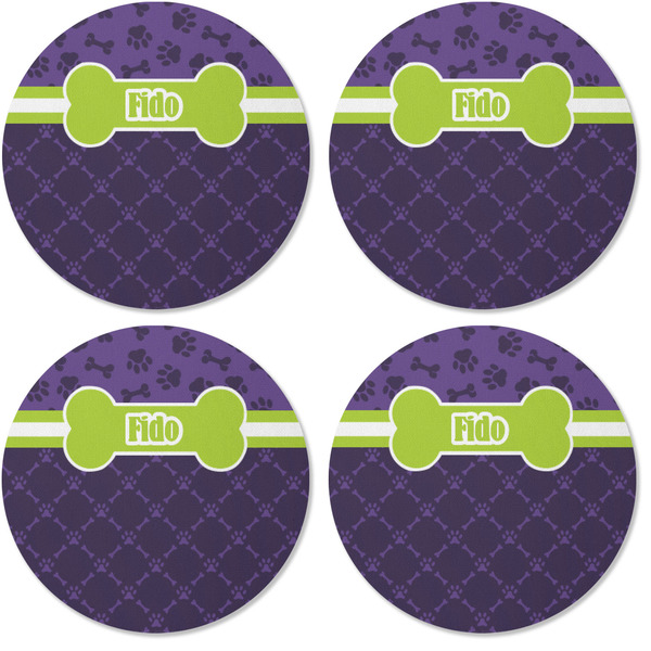 Pawprints & Bones Coaster Round Rubber Back - Apvl