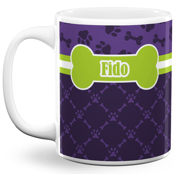 Custom Pawprints & Bones 11 Oz Coffee Mug - White (Personalized)