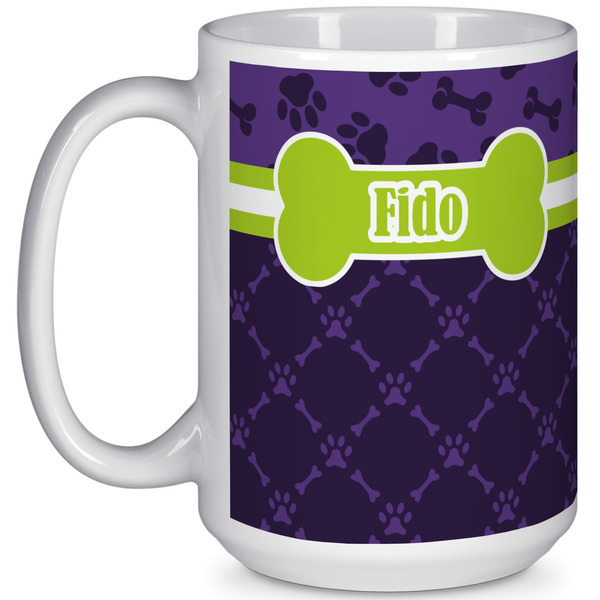 Custom Pawprints & Bones 15 Oz Coffee Mug - White (Personalized)