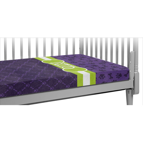 Custom Pawprints & Bones Crib Fitted Sheet (Personalized)