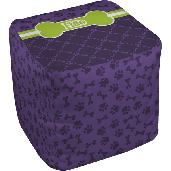 Custom Pawprints & Bones Cube Pouf Ottoman - 18" (Personalized)