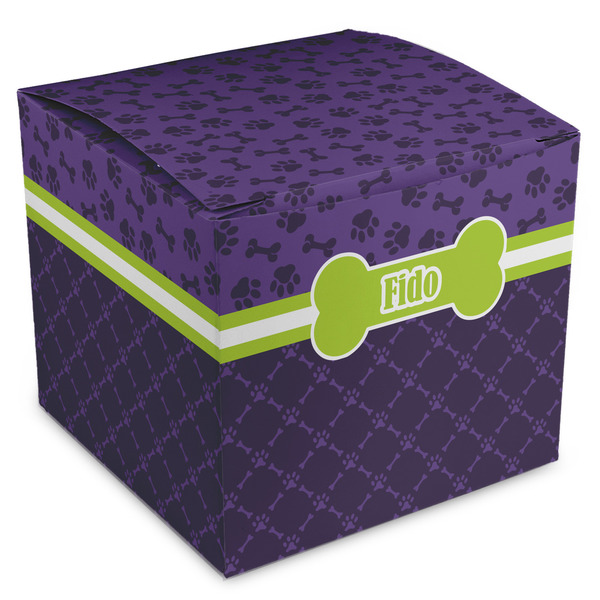 Custom Pawprints & Bones Cube Favor Gift Boxes (Personalized)