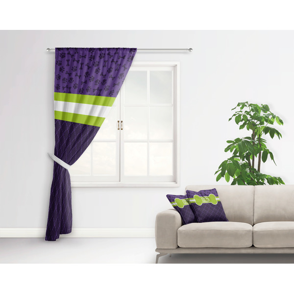 Pawprints & Bones Curtain With Window and Rod - in Room Matching Pillow
