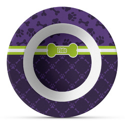 Pawprints & Bones Plastic Bowl - Microwave Safe - Composite Polymer (Personalized)