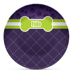 Pawprints & Bones Microwave Safe Plastic Plate - Composite Polymer (Personalized)