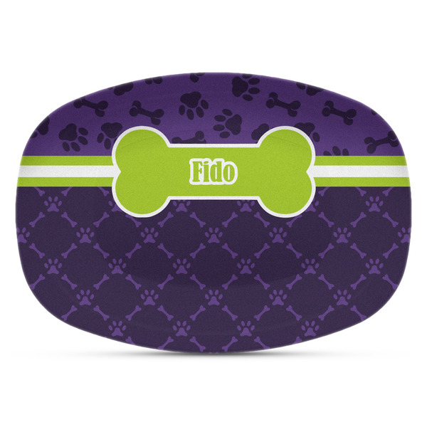 Custom Pawprints & Bones Plastic Platter - Microwave & Oven Safe Composite Polymer (Personalized)