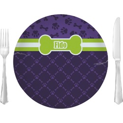 Pawprints & Bones 10" Glass Lunch / Dinner Plates - Single or Set (Personalized)