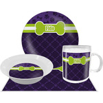 Pawprints & Bones Dinner Set - Single 4 Pc Setting w/ Name or Text