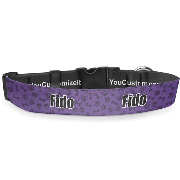 Custom Pawprints & Bones Deluxe Dog Collar - Toy (6" to 8.5") (Personalized)