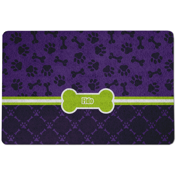 Custom Pawprints & Bones Dog Food Mat w/ Name or Text