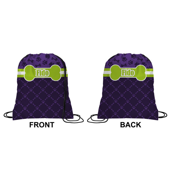 Pawprints & Bones Drawstring Backpack Front & Back Medium
