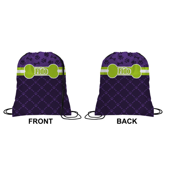 Pawprints & Bones Drawstring Backpack Front & Back Small