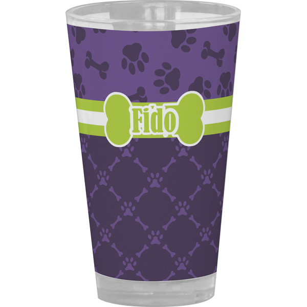Custom Pawprints & Bones Pint Glass - Full Color (Personalized)