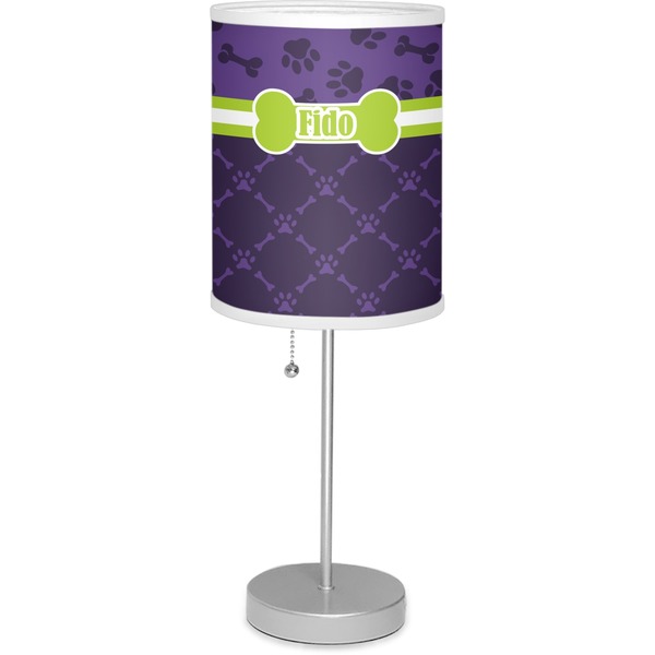 Custom Pawprints & Bones 7" Drum Lamp with Shade Linen (Personalized)