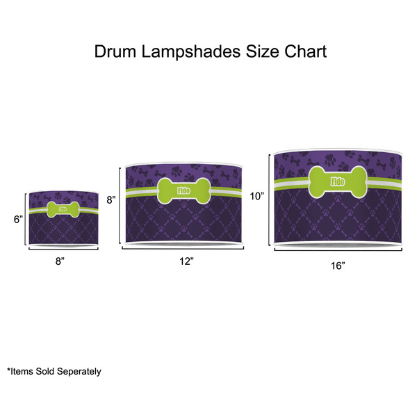 Pawprints & Bones Drum Lampshades - Sizing Chart