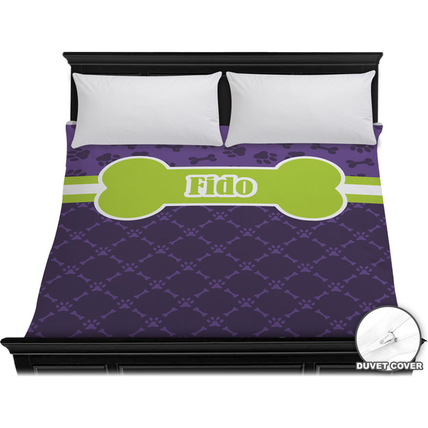 Custom Pawprints & Bones Duvet Cover - King (Personalized)