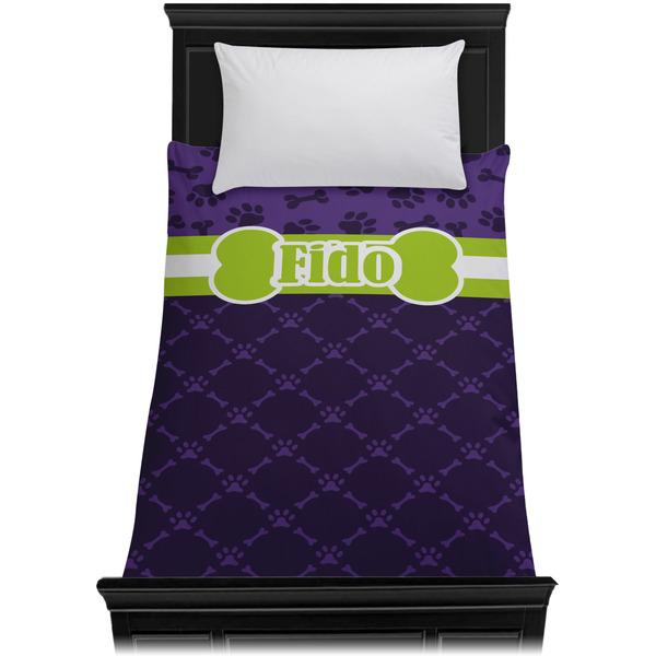 Pawprints & Bones Duvet Cover - Twin - On Bed - No Prop