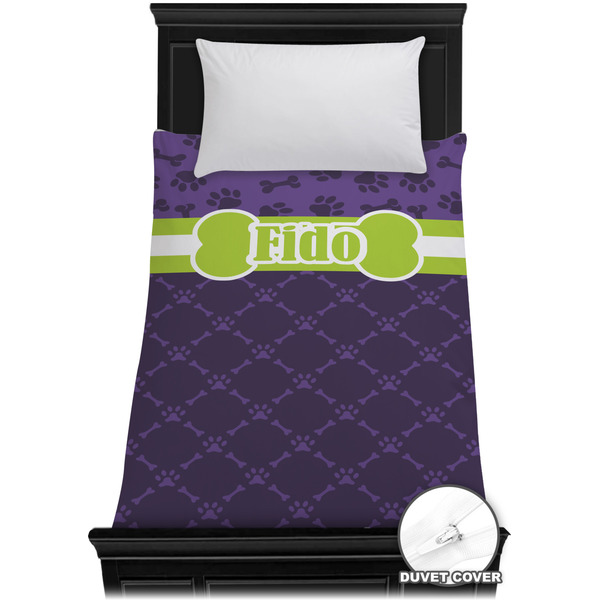 Custom Pawprints & Bones Duvet Cover - Twin (Personalized)