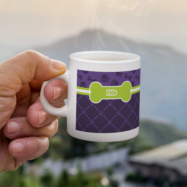 Pawprints & Bones Espresso Cup - 3oz LIFESTYLE (new hand)