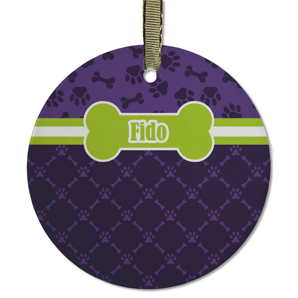 Pawprints & Bones Frosted Glass Ornament - Round