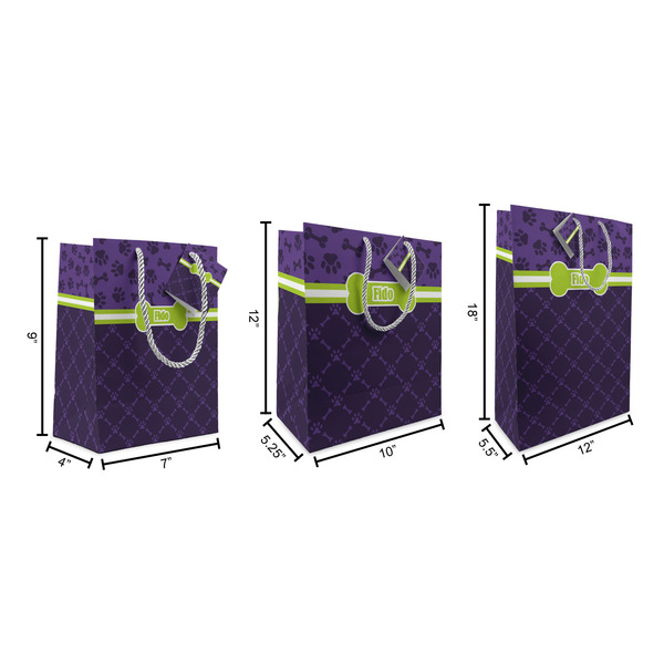 Pawprints & Bones Gift Bags - All Sizes - Dimensions