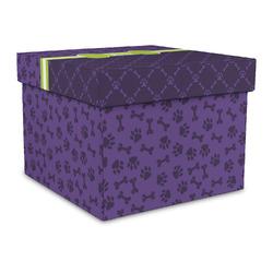 Pawprints & Bones Gift Box with Lid - Canvas Wrapped - Large (Personalized)