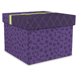 Pawprints & Bones Gift Box with Lid - Canvas Wrapped - X-Large (Personalized)