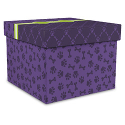 Pawprints & Bones Gift Box with Lid - Canvas Wrapped - XX-Large (Personalized)