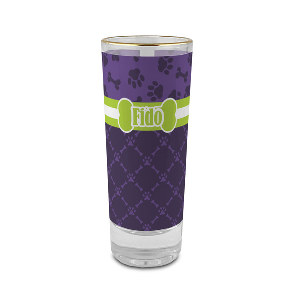 Custom Pawprints & Bones 2 oz Shot Glass - Glass with Gold Rim (Personalized)