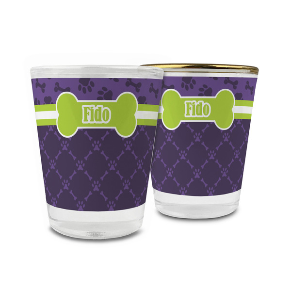 Custom Pawprints & Bones Glass Shot Glass - 1.5 oz (Personalized)