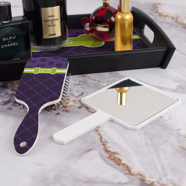 Pawprints & Bones Hair Brush - With Hand Mirror